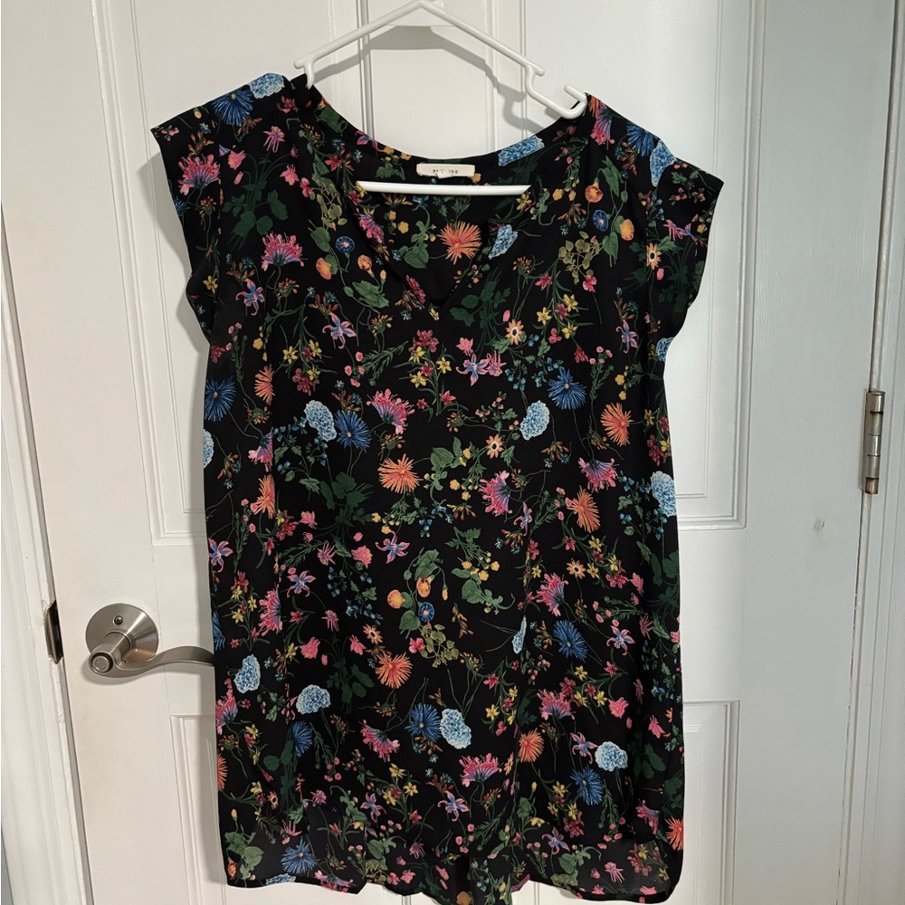 Floral Black Top